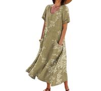 kakazoomm store Summer Dresses for Women Casual Dresses Boho Floral Print Maxi Dress Short Sleeve T-Shirts Dresses Crewneck Vintage A-Line Baggy Beach Dress Vacation Casual Outfits