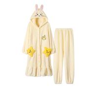 kakazoomm store Winter Coral Velvet Robe Thickened Pyjamas Set Chikawa Pajamas for Women Usagi Cute Homewear Nightwear