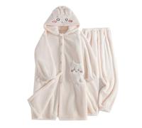 kakazoomm store Winter Coral Velvet Robe Thickened Pyjamas Set Chikawa Pajamas for Women Usagi Cute Homewear Nightwear