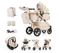 Kakbgee 3 in 1 Baby Stroller, Pram Travel System, Height Adjustable Handle