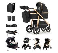 Kakbgee 3 in 1 Travel System, Pram Height Adjustable Handle, Baby Stroller with ISOFIX Base, High Landscape Aluminium Frame, Pram for Newborn 0-4 Years, 22KG