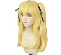 Kakegurui Mary Saotome Meari Blonde Ponytail Hair Heat Resistant Cosplay Costume Wig + Silk Ribbon + Wig Cap