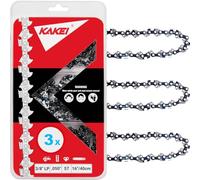 KAKEI 16 Inch Chainsaw Chain 3/8" LP Pitch .050" Gauge 57 Drive Links- 91PX57CQ/ 91VG57CQ Fits Echo CS-3510/352/3400/400, Worx WG300,WG303 - S57 (3 Chains) - Semi Chisel