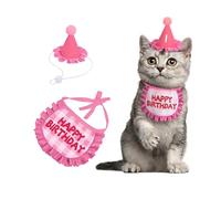 Kaket Cat Birthday Outfit, Puppy Bib, Dog Hat, Pet Birthday Accessories (Pink 2)