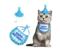 Kaket Cat Birthday Outfit, Puppy Birthday Bib, Small Dog Birthday Party Hat, Dog Birthday Bandana, Pet Birthday Accessories (Blue 2)