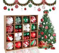 Kaket Christmas Baubles - 42pcs Tree Balls, Wreath Ornaments, Hanging Decor, Tree Decoration - Red, Green, White Christmas Decorations
