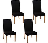Kaket Dining Chair Covers for Dining Room Set of 4, Stretch High Back Chair Slipcovers Removable Washable, Dining Chair Protective Cover Chair Decoration Cover for Home Hotel Dining Room (Black)