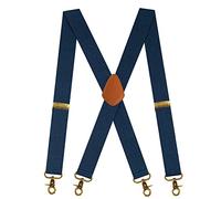 Kaket Men Vintage Heavy Duty X Shape Trousers Braces with 4 Hook-Clips (Navy)