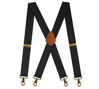 Kaket Men's X Shape Braces With 4 Hook-Clips, Vintage Heavy Duty Adjustable Elastic Suspenders for Trousers (Black)