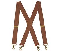 Kaket Men's X Shape Braces with 4 Hook-Clips, Vintage Heavy Duty Adjustable Elastic Suspenders for Trousers (Brown)