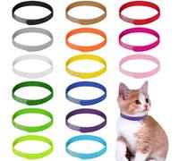 Kaket Puppy ID Collars, 15pcs Adjustable Newborn Puppy & Kitten Collars, Soft Velvet, Velcro Fastening, Assorted Colors (S, Pack of 15)