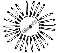 Kaket Silicone Cable Ties 24pcs, Reusable Cable Clips, Black Cord Organizer for Home Office, Desk Cable Management, Space-Saving Wrap Keeper (24, Black)