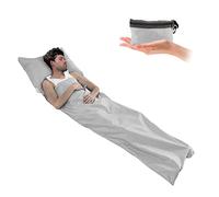 Kaket Sleeping Bag Liner 210 x 70 cm, Camping Sleep Bag Liner with Pillow Slot, Portable Lightweight Travel Sheet for Camping Hostels Picnic Hiking (Grey)