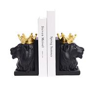 Kakizzy Book Ends Decorative, Lion Bookends for Shelves, Animal Book Stopper Decorative, Modern Book Ends for Heavy Books, Lion Figurines Statues Indoor, Unique Book Lover Gift(Black Lion)