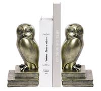 Kakizzy Vintage Gold Owl Bookends,Resin Animal Decorative Book Ends for Shelves,Book Holder with Anti-Slip Base,Luxurious Bird Bookends for Kids Rooms Office Home Decor,Unique Book Lover Gift