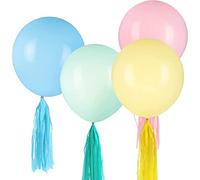 KAKOLOPT 24 Pcs 36 inch Extra Large Pastel Balloons Macaron Big Christmas Balloon Tail Decor Yellow Blue Green Pink Balloon Baby Shower Kid Birthday Wedding Party Decoration 20 Table Tassel Garland