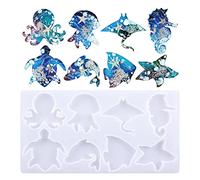 KAKOLOPT Silicone Sea Animal Resin Mold Wall Hanging Mould Octopus Jellyfish Mobula Turtle Dolphin Shaped Mould Epoxy Casting Molds for Wall Décor Room Garden,3D DIY Making Handmade Home