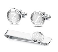Kakonia 2Pack Tie Clips Cufflinks Cuff Link Set for Men Long Styles Mens Tie Clip Skinny Tie Bar Clip Set for Business Wedding Personalization 26 Letters Z