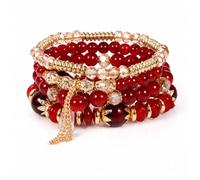 Kakonia 4Pcs Boho Bracelets for Women Stackable Beaded Stretch Bracelet Set Trendy Bohemian Butterfly Starfish Sacred Tree Heart Charms Layered Bracelet Stack Summer Beach Jewelry Gifts, Standard size
