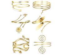 Kakonia 6 Pieces Arm Cuff Upper Arm Bracelet Snake Cuff Bangle Bracelets for Women Open Armlet Armband Adjustable