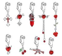Kakonia Fake Belly Ring Fake Belly Piercing Clip on Belly Button Rings for Women Opal CZ Snake Dangle Fake Belly Button Piercing Navel Rings Non Pierced Red