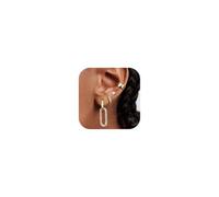 Kakonia Gold Hoop Earrings for Women Hypoallergenic 14K Gold Plated Chunky Huggie Earring Sets for Multiple Piercing Dainty Earing Stacks Set Cute Silver Cartilage Jewelry Trendy Gifts- Gold Paperclip