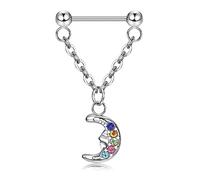 Kakonia Septum Ring Chain for Women - Sun, Moon, Chain Styles - Silver Titanium - 8-10mm Inner Diameter - 1.2mm Rod Thickness - 0.01kg
