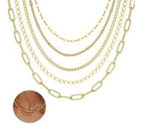 Kakonia Stacked Necklaces for Women,14K Gold Plated Layered Necklaces for Women, Trendy Stainless Steel Necklace,Dainty Gold Paper Clip Cuban Chain Snake Necklace Set Thin Choker Necklace -A