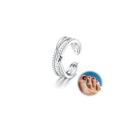 Kakonia Toe Rings for Women,925 Sterling Silver Toe Rings,Adjustable Toe Ring Beach Band Nail Rings,Daisy Flower CZ Cross Opal Twist Knot Rings Cuff,Open Womens Foot Jewelry-CZ Twist Knot