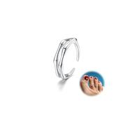 Kakonia Toe Rings for Women,925 Sterling Silver Toe Rings,Adjustable Toe Ring Beach Band Nail Rings,Daisy Flower CZ Cross Opal Twist Knot Rings Cuff,Open Womens Foot Jewelry-Bamboo Joints