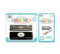 KaKo'o Music 2-Piece Stainless Steel Harmonica Beginner Set - Classic Silver Standard & Travel Size Beginner Wind Instruments for Kids or Adults-Key of C-Stocking Stuffers for all Musicians Ages 5+