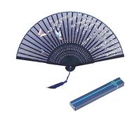 KAKOO Silk Folding Fan Bamboo Ribs Japanese Style Sakura and Butterflies Pattern Design Hand Held Fans for Dancing Cosplay Wedding Party Props Home Office Wall DIY Decoration (Sakura)