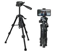 kakotopa Lightweight Desktop Tripod - 4-Section Adjustable 3-Way Pan/Tilt Head Head, 360° Rotation, Compatible with Cellphone/DSLR/SLR/Projector,Perfect for Vlogging/Video Conferencing (Matt Black)