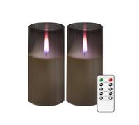 kakoya Flameless Candles Upgraded Realistic Flickering Flame LED Candles,Battery Operated Candles with Remote Timers,Acrylic Electric Candles Set of 3(D 3" xH 6" 6")(Grey)