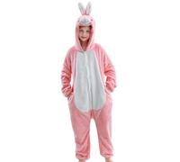 KAKU NANU Animal Onesie Kids Onesies for Girls Boys Rabbit Bunny Costume Kids Fleece Pyjamas Toddler Jumpsuit 7 8 Years Pink
