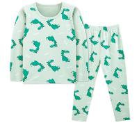 KAKU NANU Boys Pyjamas Set Kids Pjs Long Sleeve Tops Dinosaur Gifts 7 8 Years Green