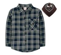KAKU NANU Boys Shirt Checked Long Sleeve Check Shirt Flannel Tartan Clothes Blue 3 4 Years