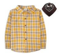 KAKU NANU Boys Shirt Checked Long Sleeve Check Shirt Flannel Tartan Clothes Yellow 6 7 Years
