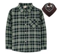 KAKU NANU Boys Shirt Checked Long Sleeve Check Shirt Tartan Green 4 5 Years