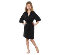 KAKU NANU Girls Dressing Gown Satin Robe Silk Kimono Lightweight Summer Dressing Gown Kids Nightwear Black 11 12 13 14 13-14 12-13 Years