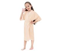KAKU NANU Girls Dressing Gown Satin Robe Silk Kimono Lightweight Summer Dressing Gown Kids Nightwear Yellow 9 10 11 10-11 9-10 Years