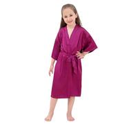 KAKU NANU Girls Dressing Gown Satin Robe Silk Kimono Lightweight Summer Dressing Gown Kids Nightwear Purple 3 4 5 Years