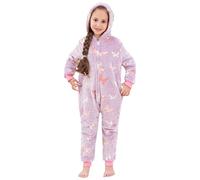KAKU NANU Girls Onesie Kids Rainbow Unicorn Onesie Fluffy Fleece Jumpsuit Toddler Sleepsuit Unicorn Pink Purple Gifts for Girls Age 4 5 6 Years