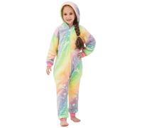 KAKU NANU Girls Onesie Kids Rainbow Unicorn Onesie Fluffy Fleece Jumpsuit Toddler Sleepsuit Unicorn Pink Purple Gifts for Girls Age 6 7 8 Years