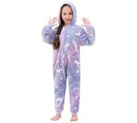 KAKU NANU Girls Onesie Kids Rainbow Unicorn Onesie Fluffy Fleece Jumpsuit Toddler Sleepsuit Unicorn Pink Purple Gifts for Girls Age 3 4 Years