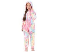 KAKU NANU Girls Onesie Kids Rainbow Unicorn Onesie Fluffy Fleece Jumpsuit Toddler Sleepsuit Unicorn Pink Purple Gifts for Girls Age 8 9 10 Years