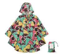 KAKU NANU Kids Poncho Waterproof Rain Poncho Reusable Toddler Rain Coat for Girls Boys Yellow Shark 6 7 8 9 10 11 12 Years