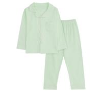 KAKU NANU Pyjamas for Girls Boys Set 3-11 Years Button-Down Cotton Breathable 2pcs Long Sleeves Pjs Nightwear Sleepwear Plain/Printed
