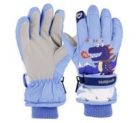 KAKU NANU Waterproof Gloves Kids Ski Gloves Childrens Boys Winter Snow Mittens Warm Fleece Lined Ice Skating Outdoors 6-10 Years Blue Gloves