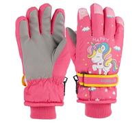 KAKU NANU Waterproof Gloves Kids Ski Gloves Childrens Girls Winter Snow Mittens Warm Fleece Lined Ice Skating Outdoors 6-10 Years Pink Gloves